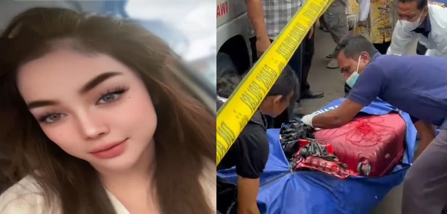 Foto korban mutilasi Uswatun Khasanah, 29, semasa hidup. Petugas kepolisian mengevakuasi koper merah berisi jasad korban. (ISTIMEWA)