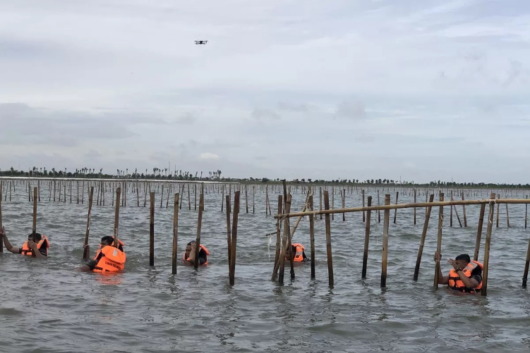 Pasukan khusus TNI AL dilibatkan dalam pembongkaran pagar laut di Tanjung Pasir, Tangerang, Banten pada Sabtu (18/1)