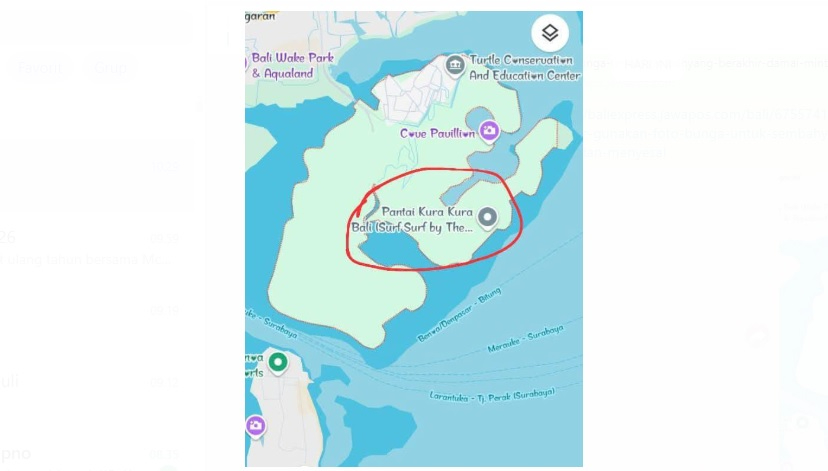 Viral di Google Maps Pantai Serangan berubah menjadi Pantai Kura-Kura Bali
