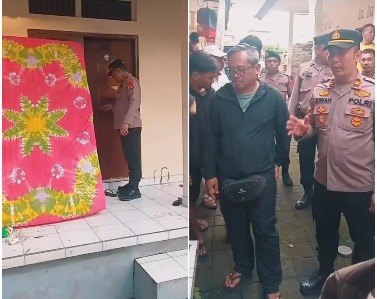 Polsek Denpasar Utara melakukan evakuasi terhadap warga yang terdampak longsor di Banjar Binoh Kaja