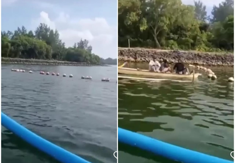 Viral di media sosial laut di Serangan Bali dipasangai pembatas dengan pelampung