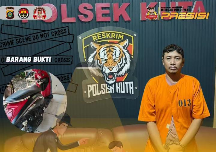 Polsek Kuta berhasil mengungkap kasus pencurian sepeda motor di area parkir Solaris Hotel, Jalan Wana Segara, Kuta, Badung.