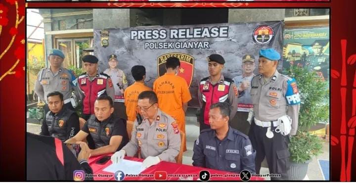 Polres Gianyar menghadirkan pelaku pencurian dan penusukan di wilayah hukumnya