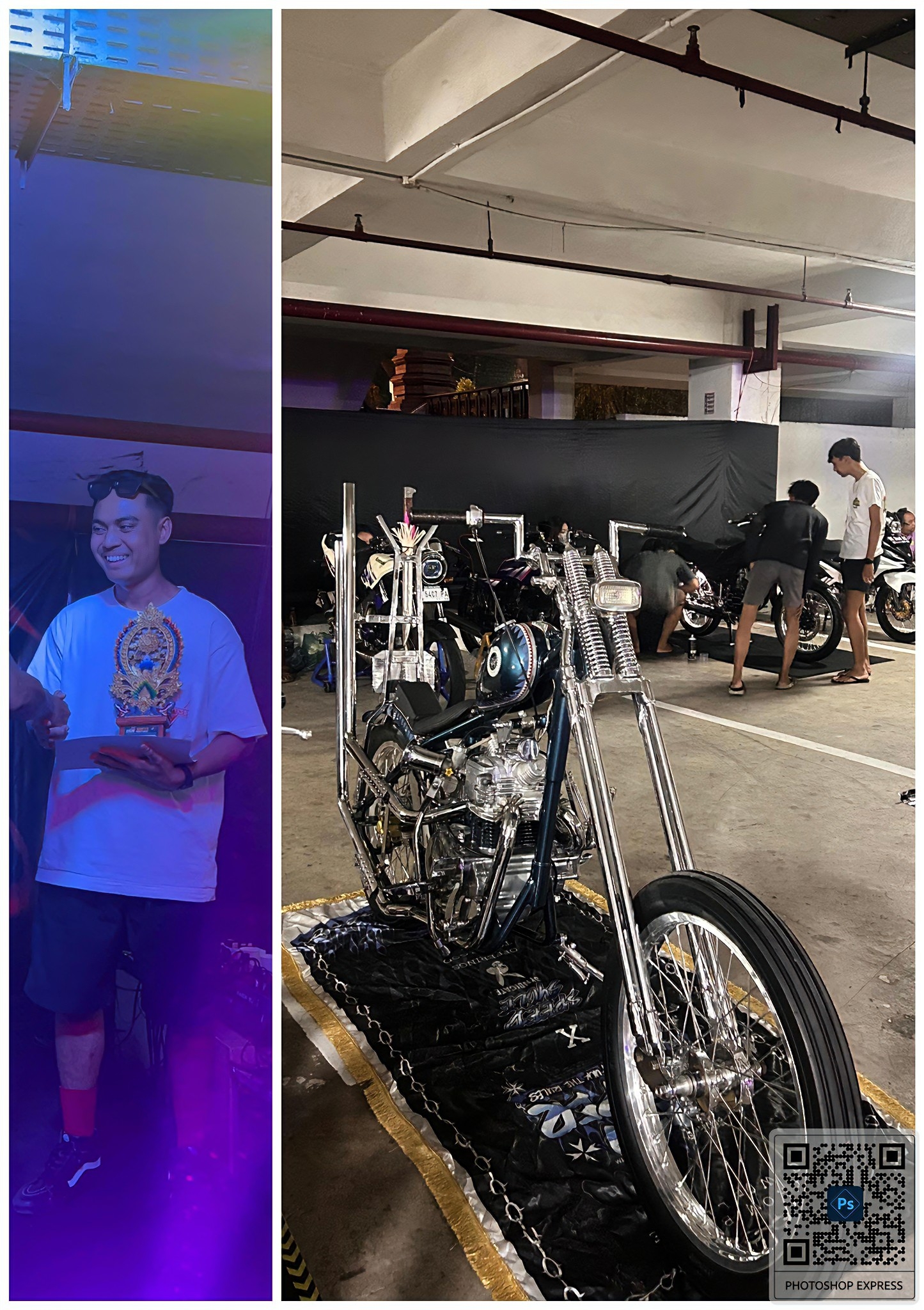 Chopper milik Bengkel Jhon dan Adi Wiguna Putra yang mewakili timnya saat mengambil piala. (Bali Express/Istimewa)