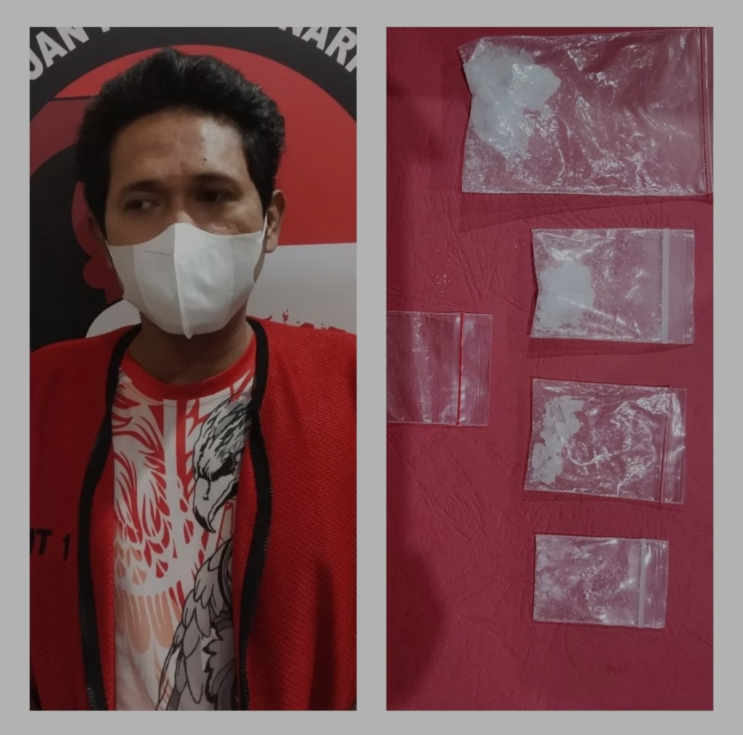 NARKOBA: Pria asal Surabaya diamankan polisi di kos-kosan usai ditangkap jual narkoba dengan menggunakan sistem ranjau.