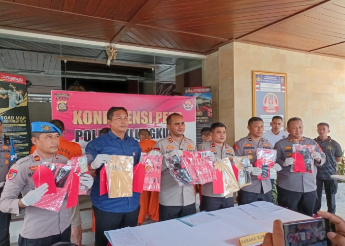 DIBEKUK : Polres Klungkung menggelar press rilis kasus narkotika dengan lima orang tersangka, Jumat (7/2/2025).