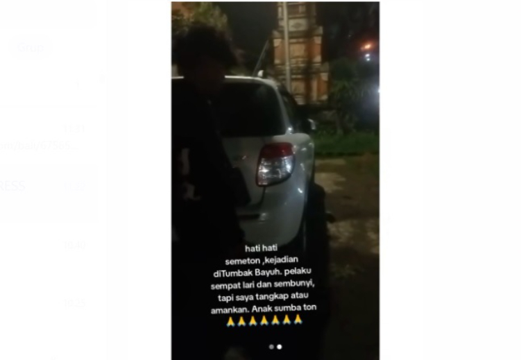 Serempet Mobil, pemuda diberikan nasehat oleh pengemudi mobil