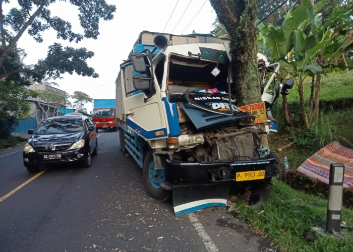LAKA : Proses evakuasi tronton pengangkut bata putih yang menghantam pohon di Selemadeg dilakukan Rabu (19/2/2025).