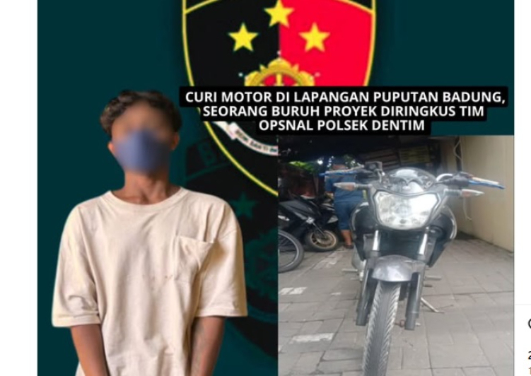 Pelaku pencurian sepeda motor di Lapangan Puputan Badung