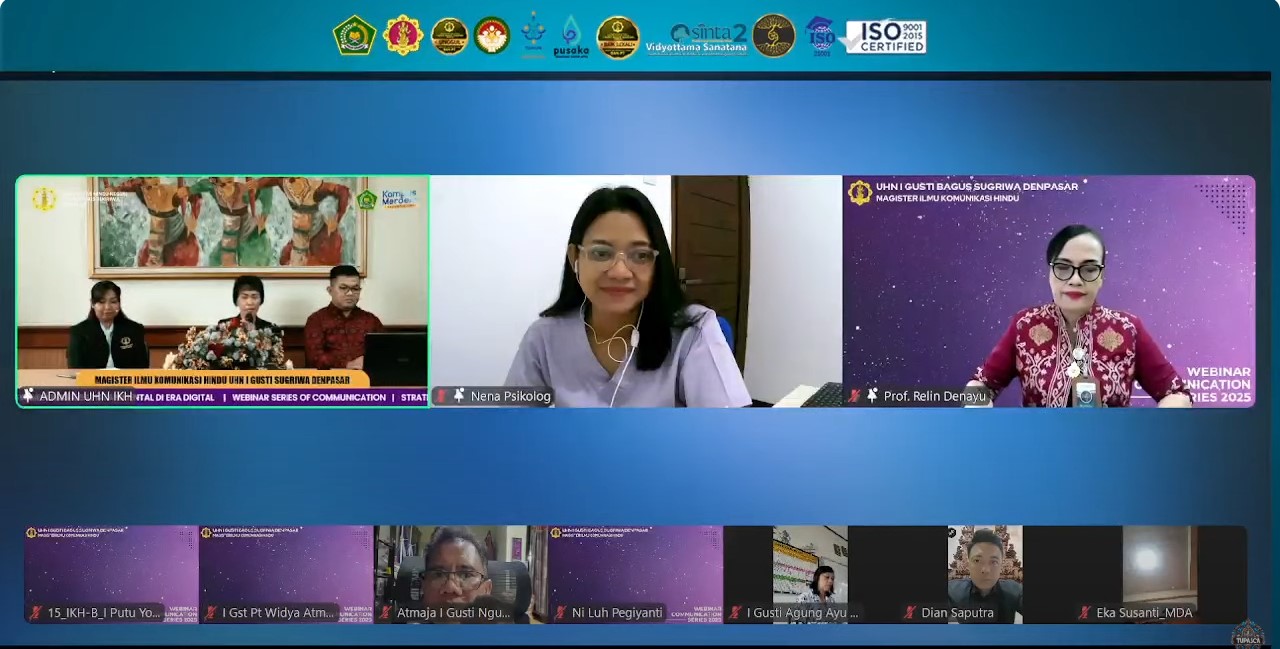 Webinar kesehatan mental oleh Program Studi Magister Ilmu Komunikasi Hindu, Pascasarjana Universitas Hindu Negeri I Gusti Bagus Sugriwa Denpasar, Selasa (25/2/2025).