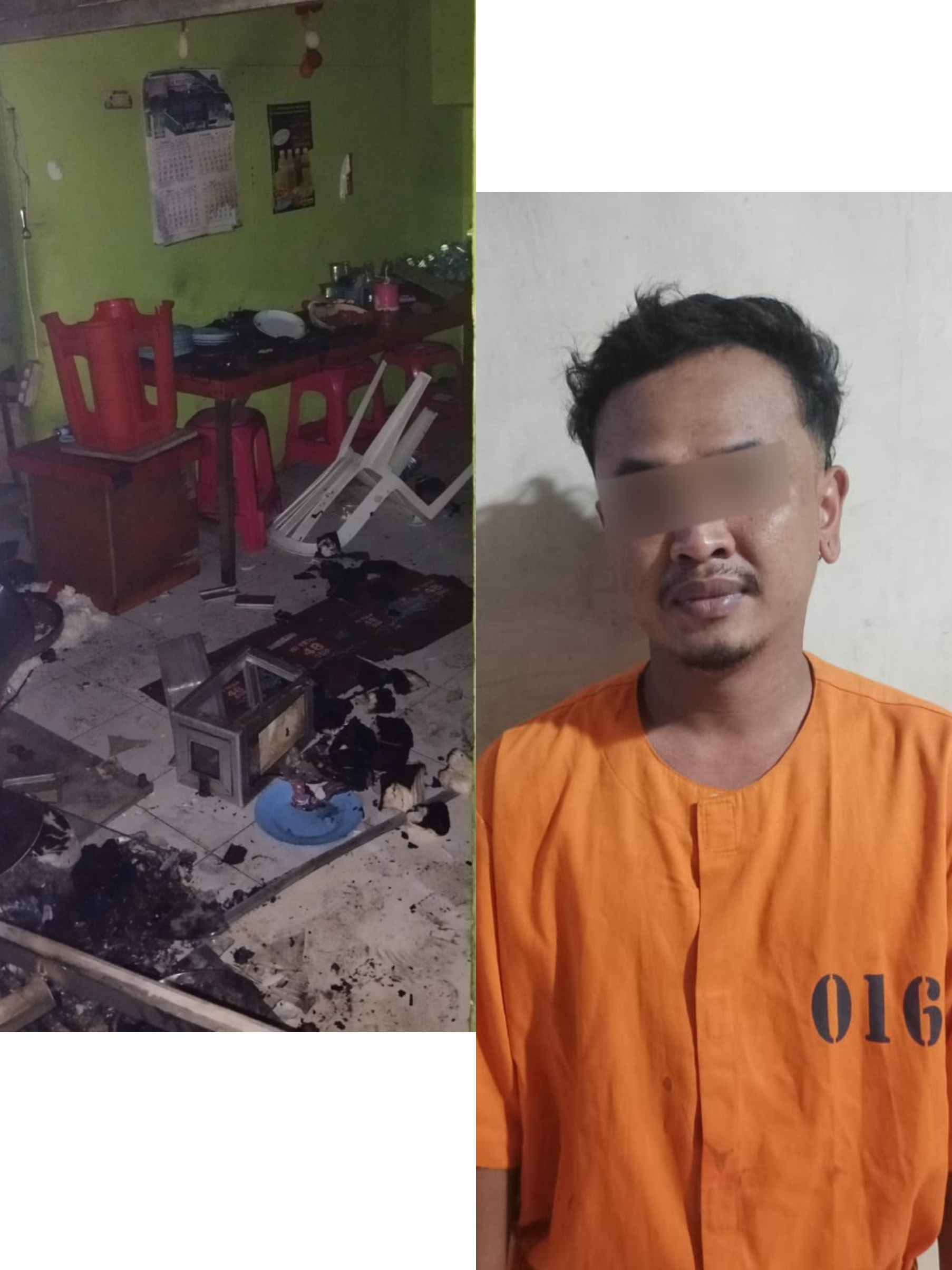 Tersangka Taufik Hidayat ditangkap setelah merusak dan bakar warung di Kuta. (Bali Express/Istimewa)