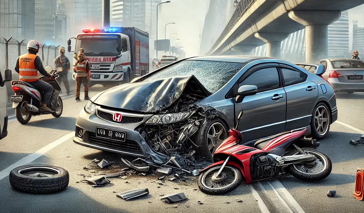 TABRAKAN: (Ilustrasi) kecelakaan antara mobil dengan motor bebek. Seorang pelajar tewas di tempat dan satu kritis.