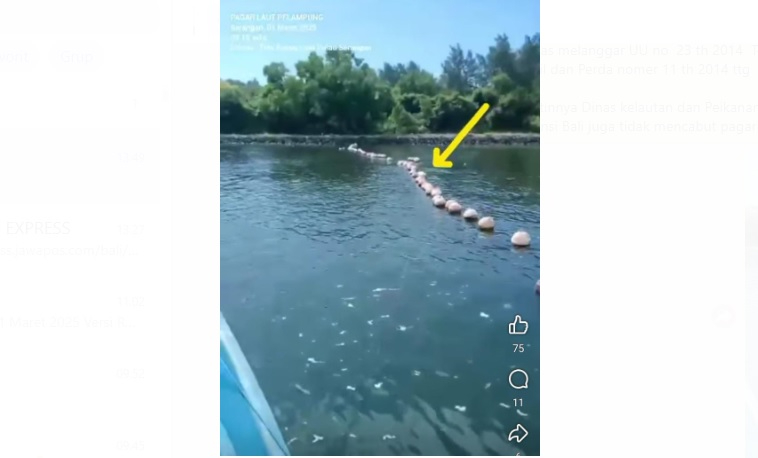 Nelayan di Serangan membagikan kondisi pagar pelampung di laut yang belum dicabut