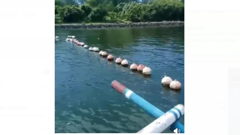 Pagar pelampung di laut Serangan masih terpasang