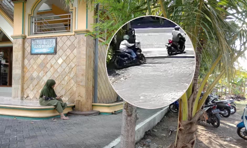MALING: Kedua maling terekam CCTV (Inset) di Masjid Al Hidayah di Jalan K.H. Hasan Genggong, Kelurahan Sukoharjo, Kecamatan Kanigaran, Kota Probolinggo.