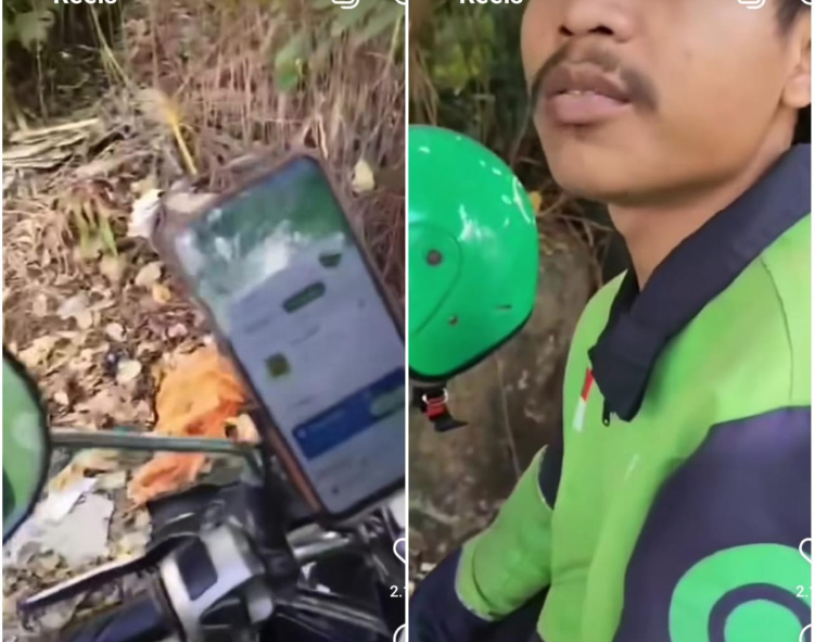 Seorang oknum driver ojol diintrogasi oleh satgas karena menggunakan plat nomor kendaraan plat luar Bali
