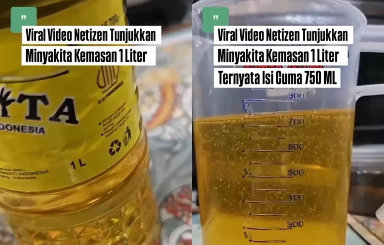 Beredar video Minyakkita 1 liter tapi hanya berisi 750 mililiter