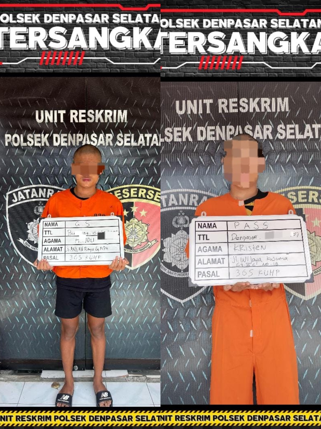 Remaja di bawah umur inisial IGS, 16, dan PAS, 17, diamankan oleh Polsek Denpasar Selatan. (Bali Express/Istimewa)