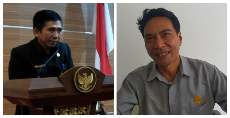 Pj Sekda Bangli I Made Ari Pulasari membacakan jawaban eksekutif terhadap pandangan umum fraksi-fraksi mengenai LKPJ Kepala Daerah 2024 (kiri). I Made Joko Arnawa (kanan).