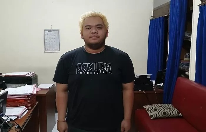 DITANGKAP: Komang Eri Eka Putra, 25, diamankan Polsek Denpasar Utara lantaran melakukan pengerusakan ogoh-ogoh di Jalan Kusuma Bangsa II, Banjar Adat Kusuma Jati, Pemecutan Kaja.