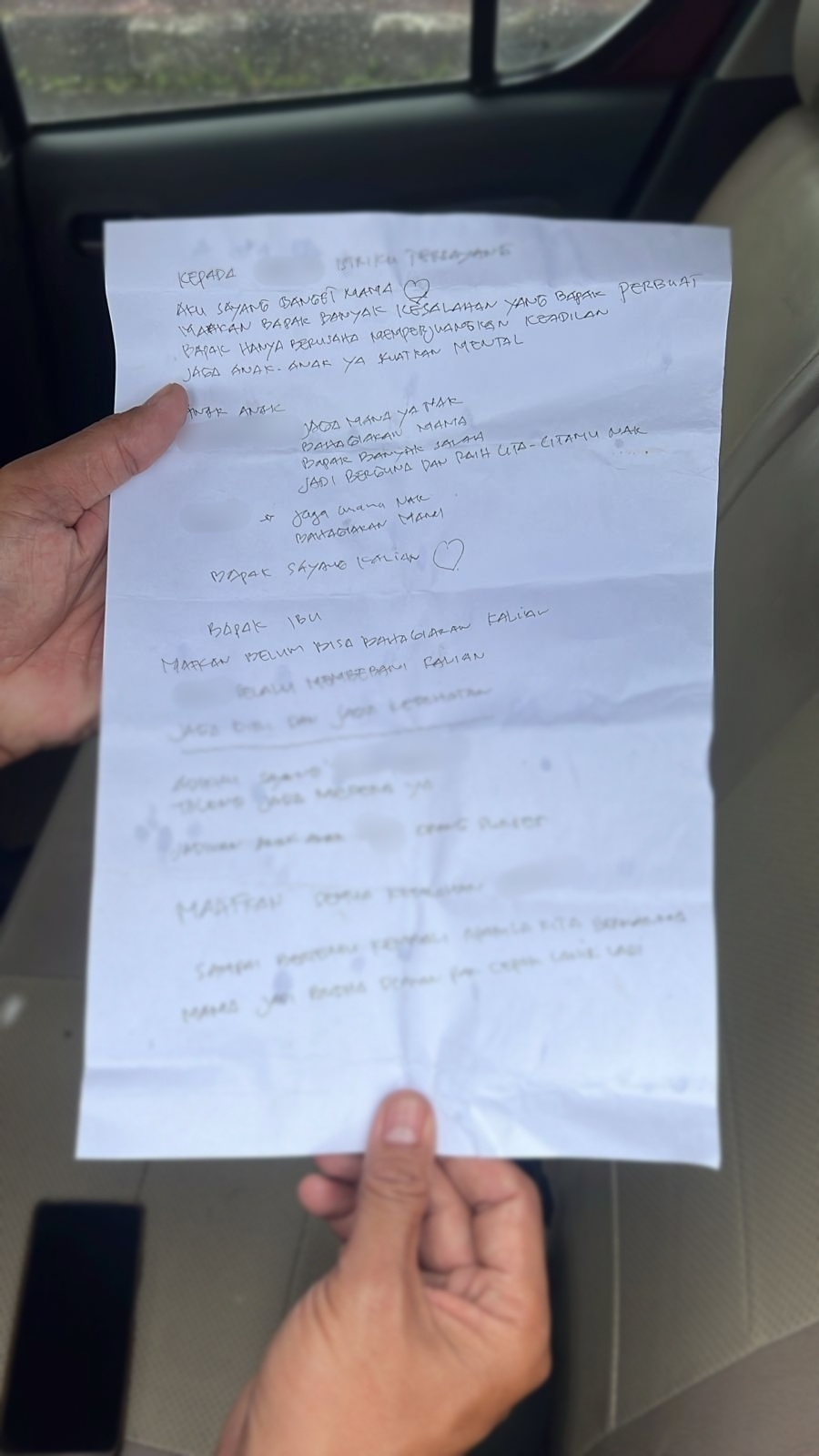 Surat wasiat yang ditinggalkan Aipda AES. (Bali Express/Istimewa)