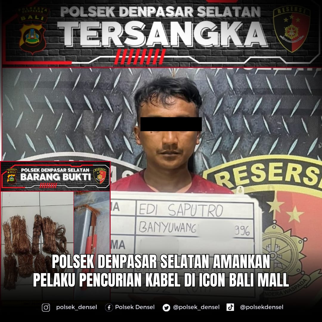 DIRINGKUS: Edi diringkus Polsek Denpasar Selatan.