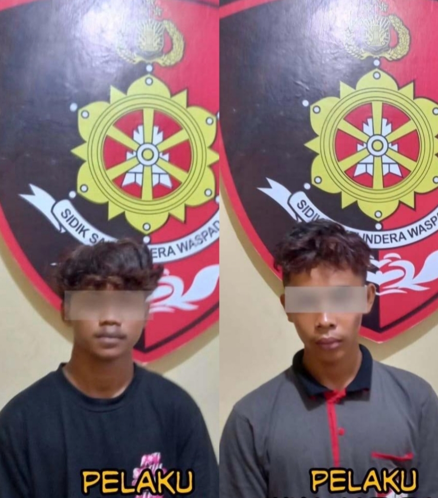 Dua remaja yang terlibat perkelahian menggunakan sajam diamankan Polsek Denpasar Utara. (Bali Express/Istimewa)