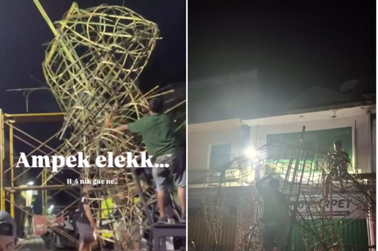 STT Suralaga Banjar Wangaya Kelod kembali bangun ogoh-ogoh usai insiden kebakaran