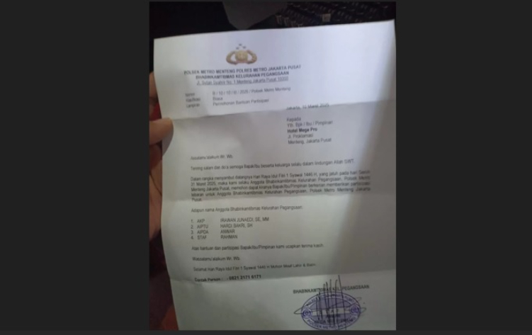 Beredar surat oknun polisi minta THR