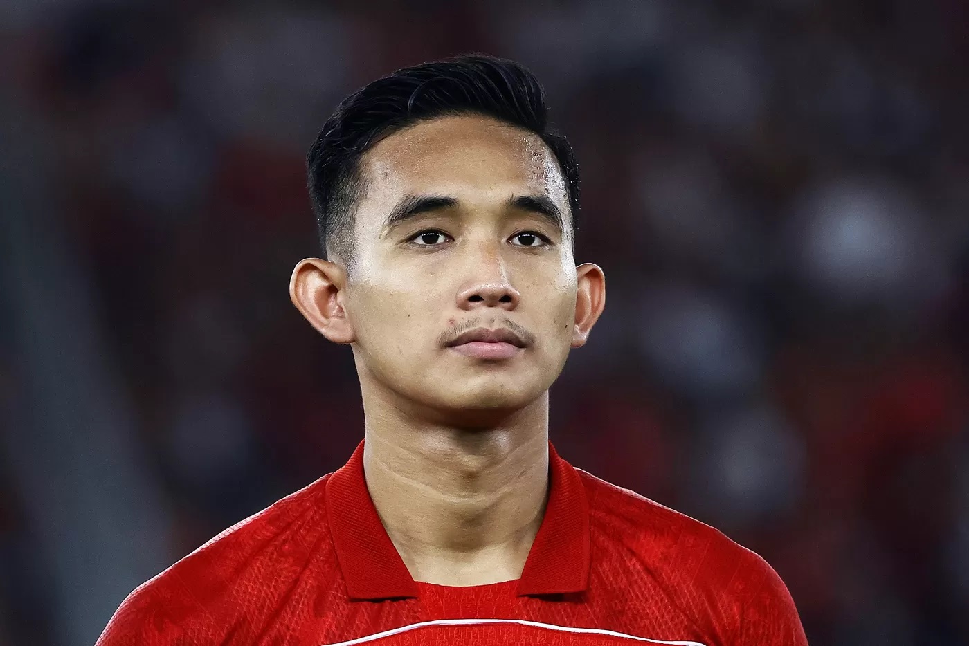 Pemain Timnas Indonesia Rizky Ridho Ramadhani saat bertanding melawan Timnas Bahrain pada laga Grup C putaran ketiga Kualifikasi Piala Dunia 2026 Zona Asia di Stadion Utama Gelora Bung Karno, Senayan,