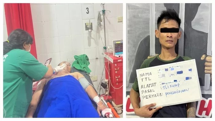 Korban penusukan sadis (kiri) di Bendungan Hilir, Tanah Abang, Jakarta Pusat, Sabtu (29/3/2025) sore. Pelaku (kanan).