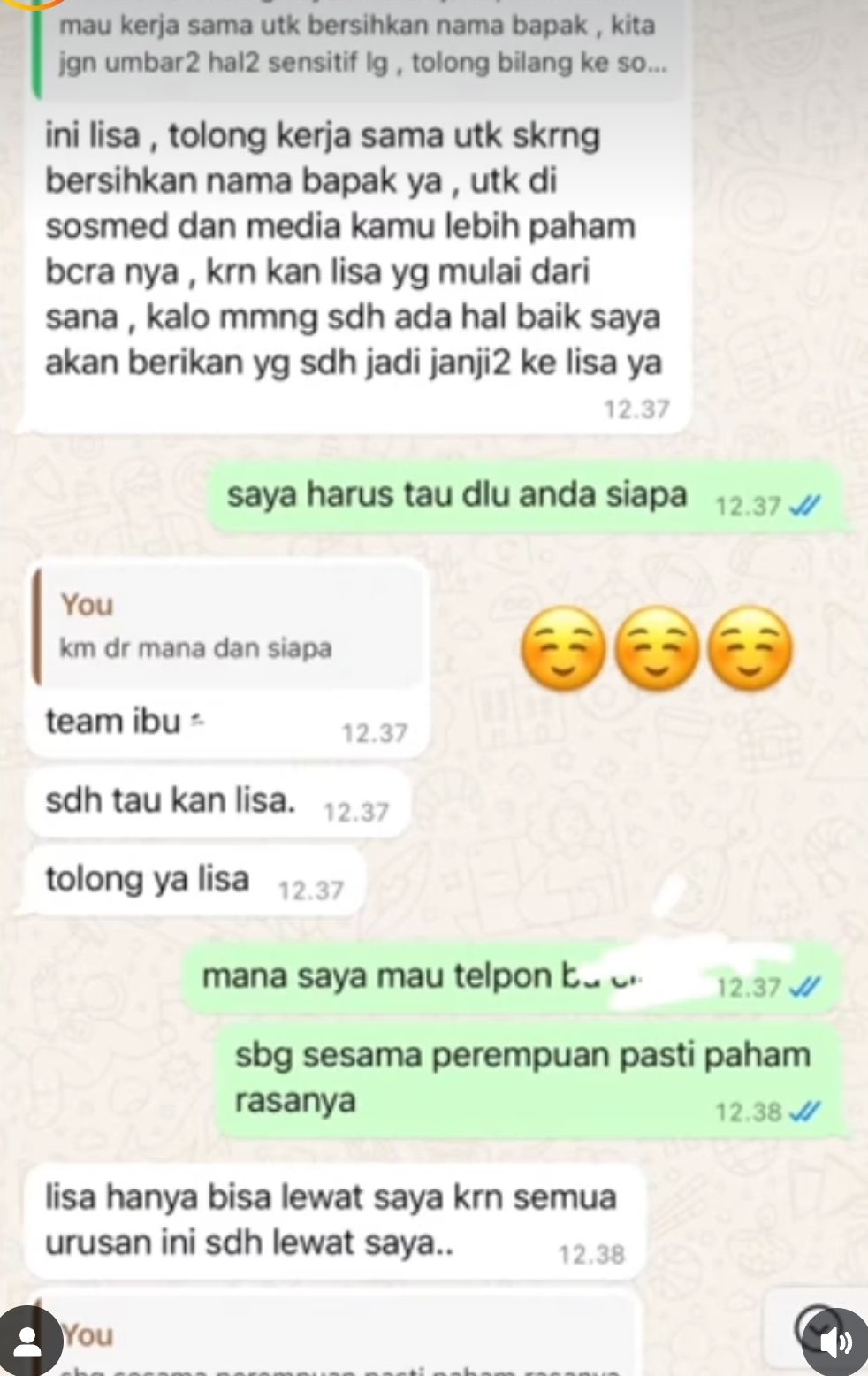Iai chat ibu Cinta dan Lisa Mariana (Instagram.com/@lambegosip)