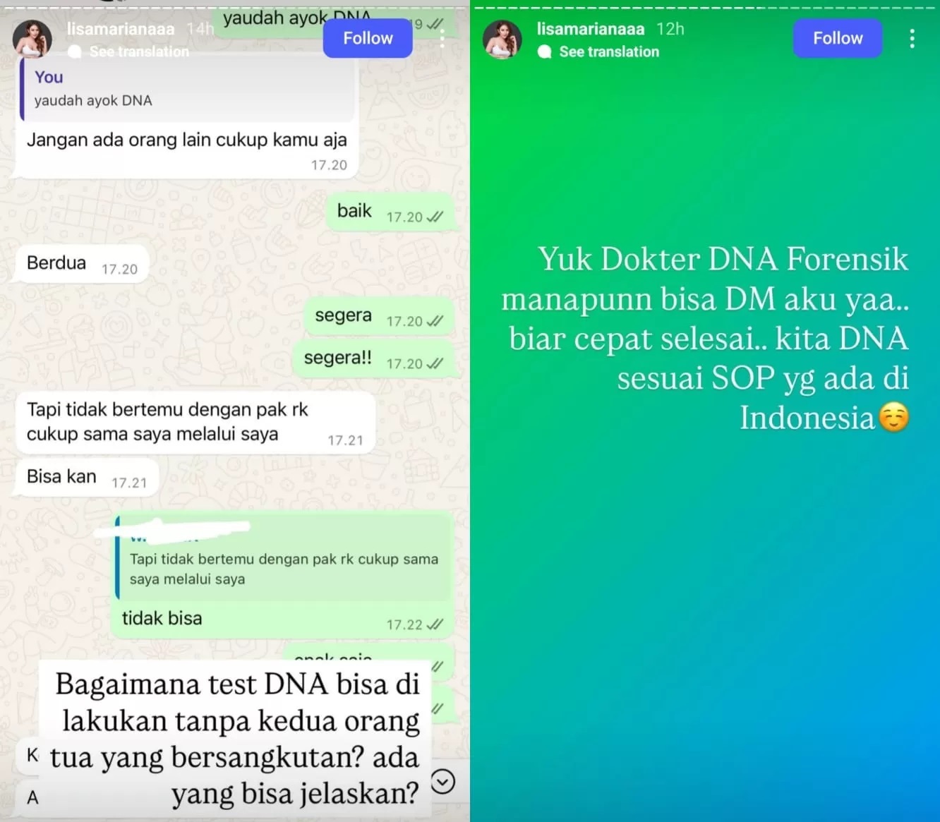 Unggahan terbaru Instagram Story Lisa Mariana ungkap ada pihak yang coba mendekati mengaku dekat dengan Ridwan Kamil. (Instagram/Lisa Mariana)