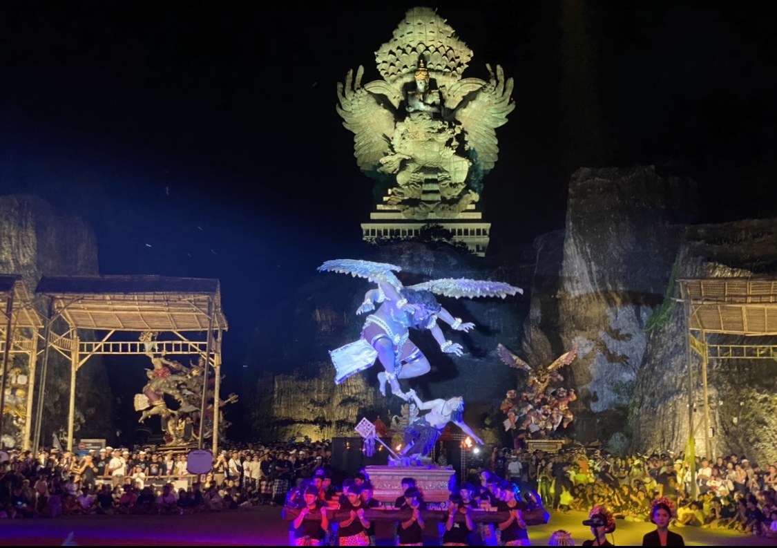 Salah satu ogoh-ogoh yang mengikuti lomba di GWK Cultural Park, Rabu (2/4).