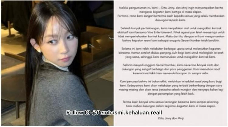 Dita Karang umumkan keluar dari secret Number