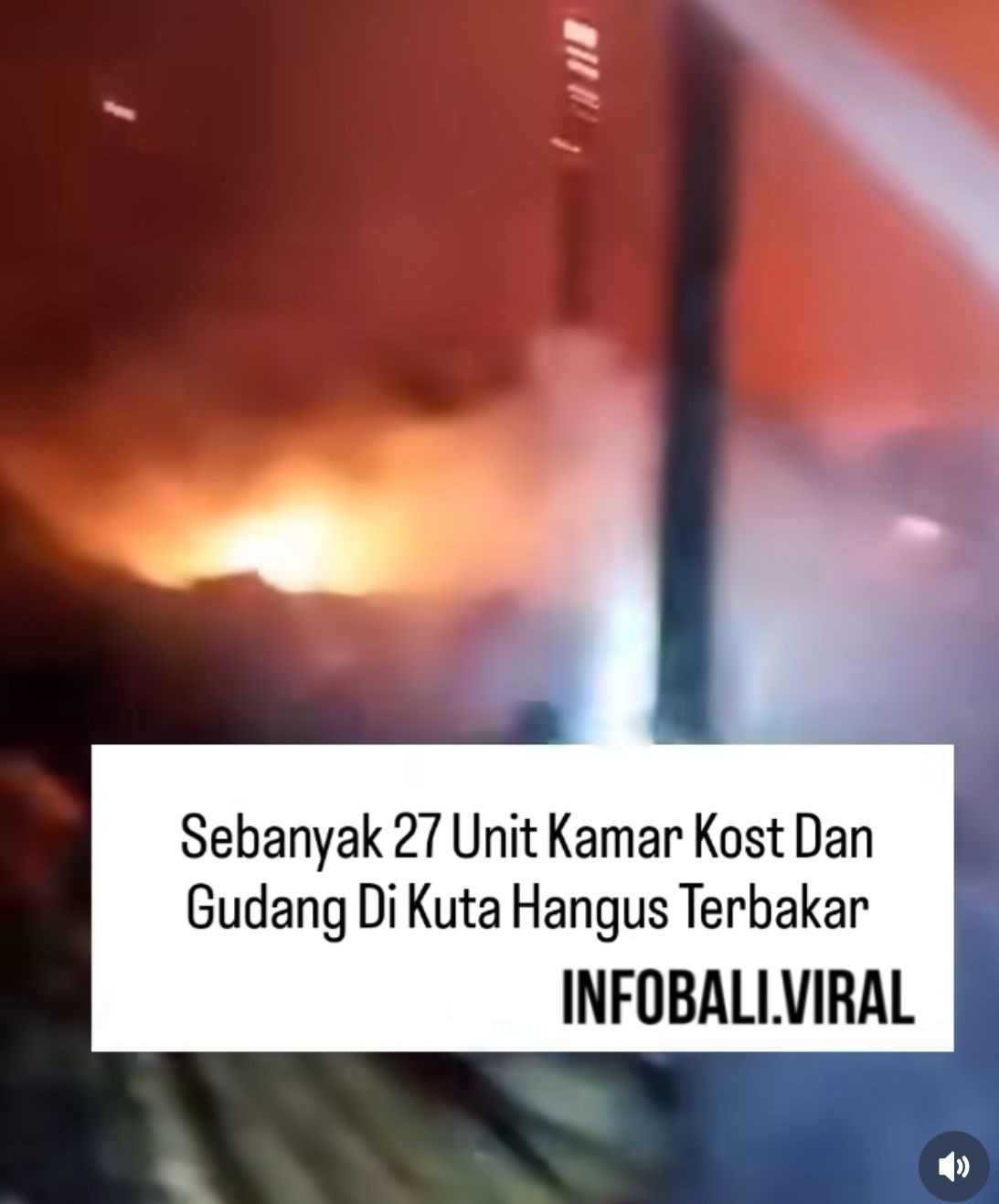 KEBAKARAN: Kebakaran melanda wilayah Kuta menghanguskan 27 kamar kos-kosan dan gudang rongsokan.
