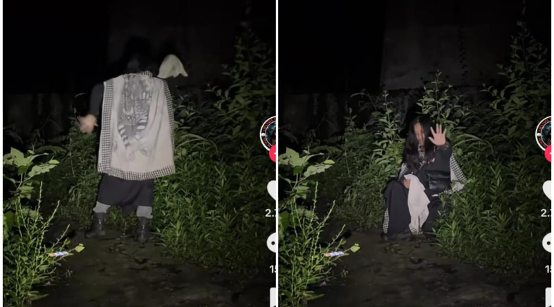 Seorang pria ngundang leak di Jembatan Tukad Bangkung