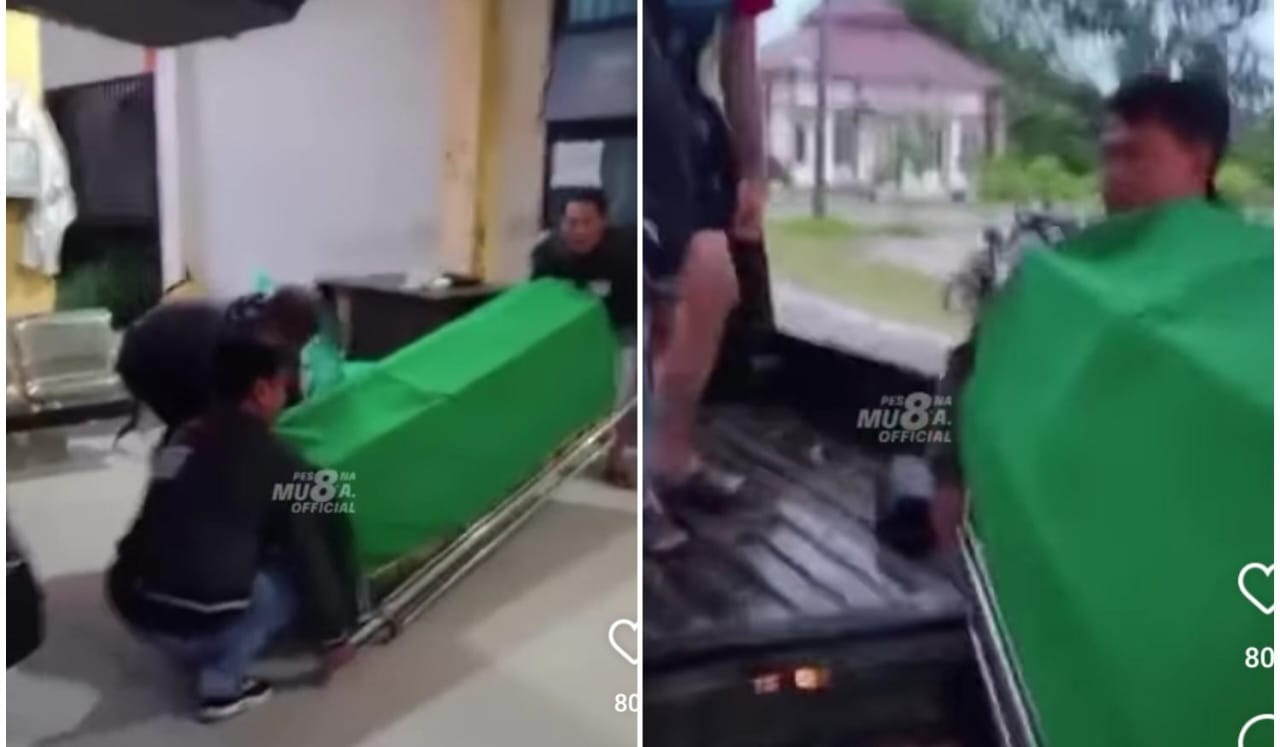 Jenazah diangkut menggunakan pikap gegara ambulans RSUD Martapura kehabisan bensin