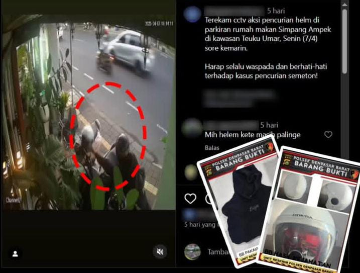 Pelaku pencurian helm ditangkap Polsek Denpasar Barat