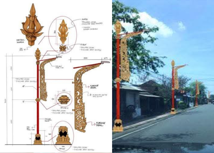 GAMBAR : Desain LPJU bertiang ornamen antik yang akan dipasang disejumlah titik jalan di Kabupaten Klungkung.