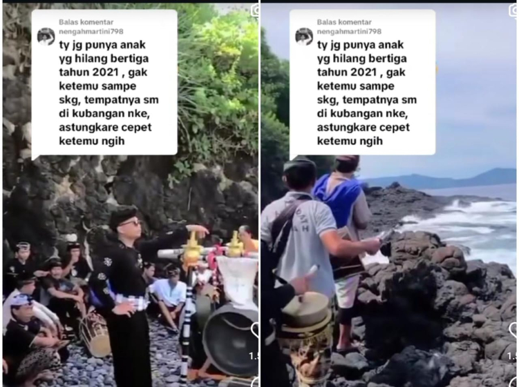 Keluarga melakukan pencarian pemancing hilang dengan menggunakan gamelan