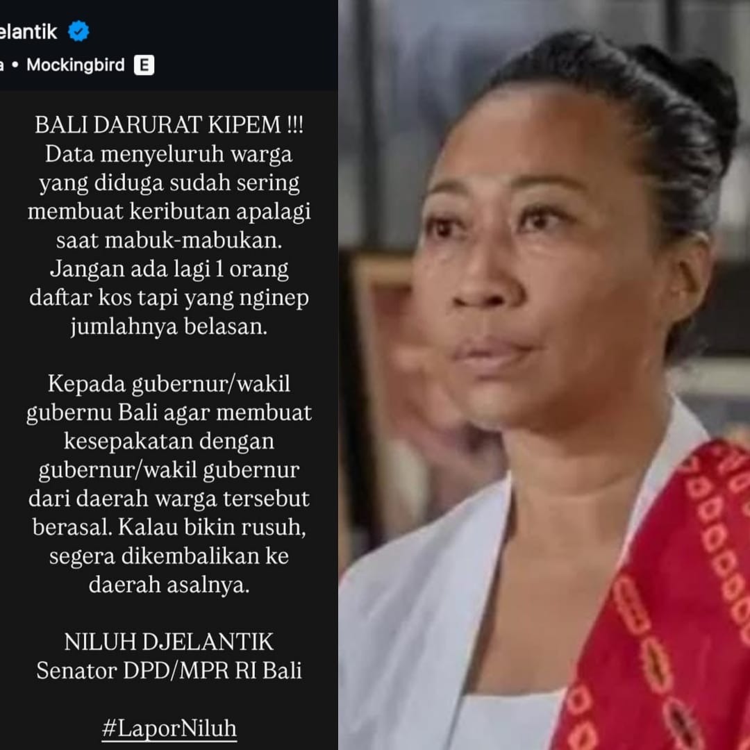PESAN: Anggota DPD RI asal Bali, Ni Luh Putu Ary Pertami Djelantik Kembali mempertegas pesannya untuk para pendatang di Bali.
