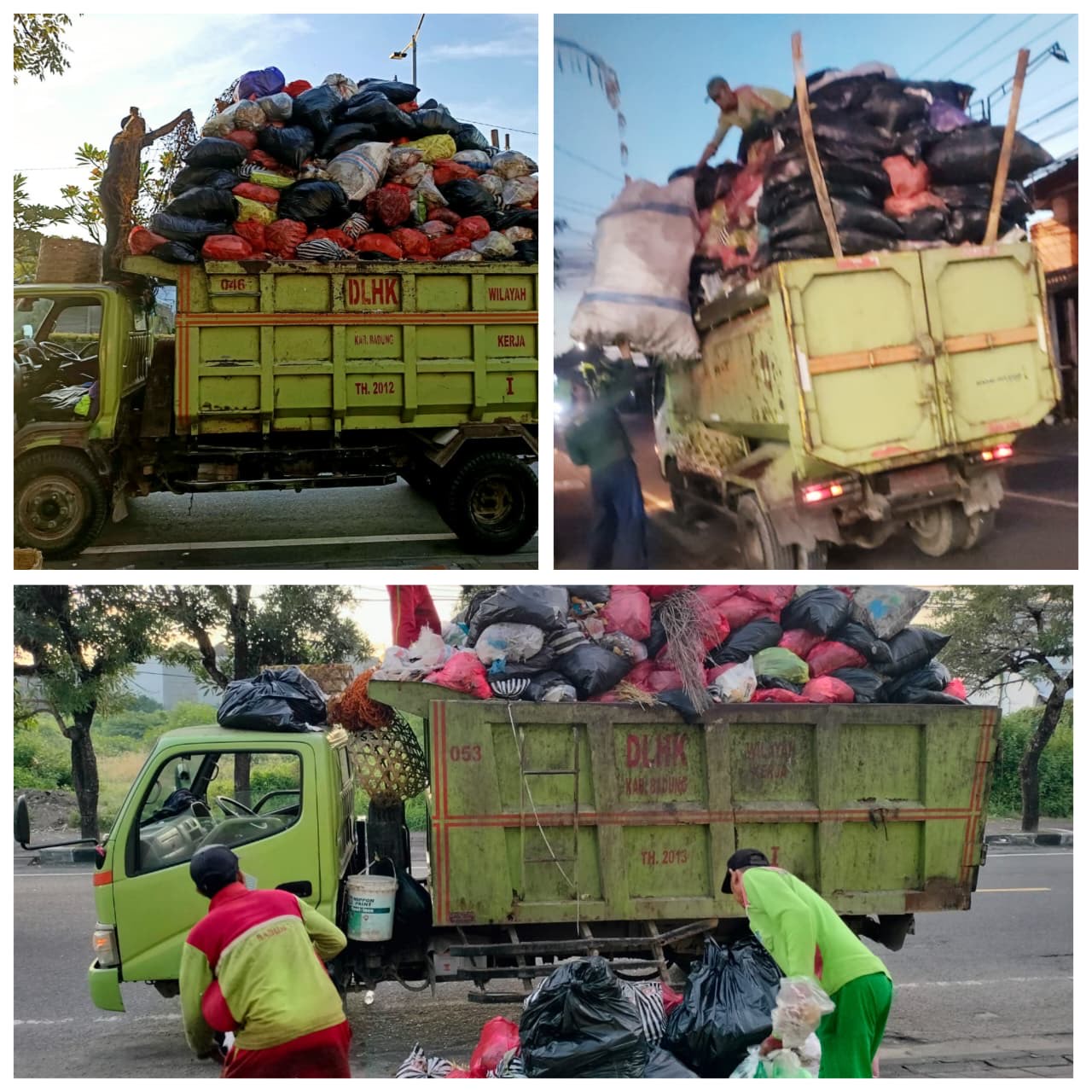 DIANGKUT: Proses pengangkutan sampah oleh petugas DLHK Badung di sejumlah wilayah Kabupaten Badung.