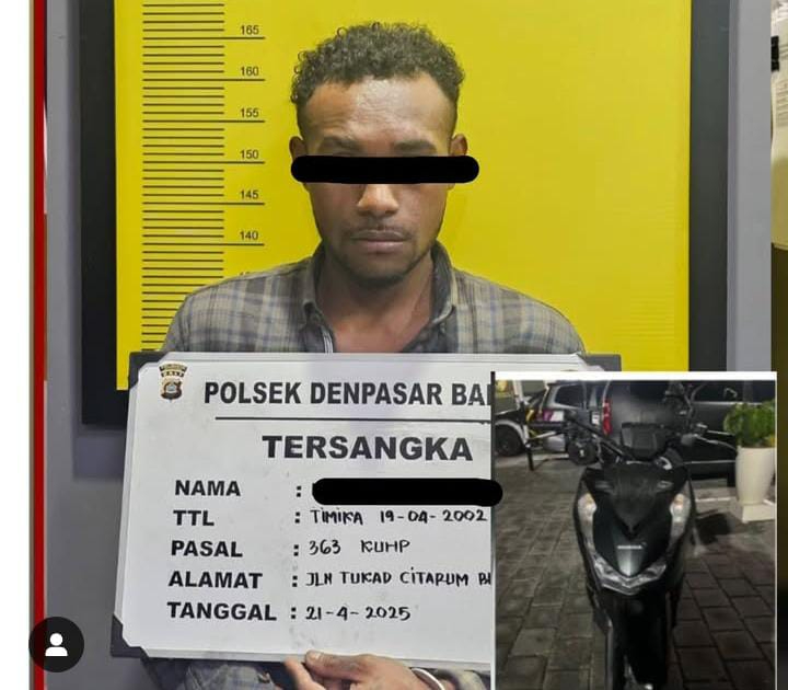 Seorang pria asal Timika diringkus polsek Denbar usai mencuri motor