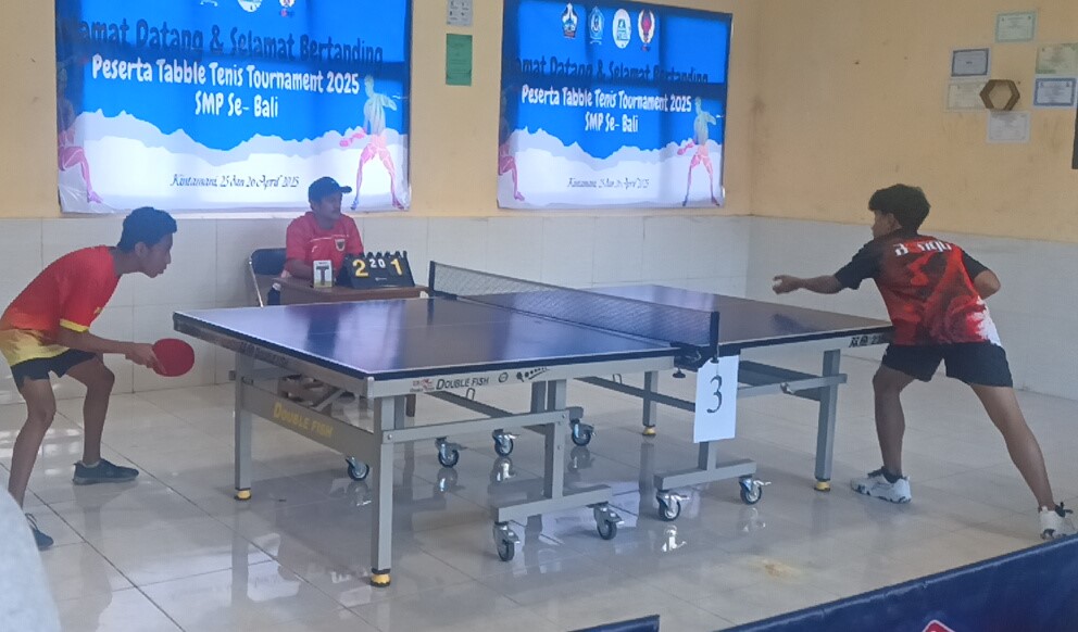 SMPN 6 Kintamani menggelar turnamen tenis meja se-Bali pada 25-26 April 2025.