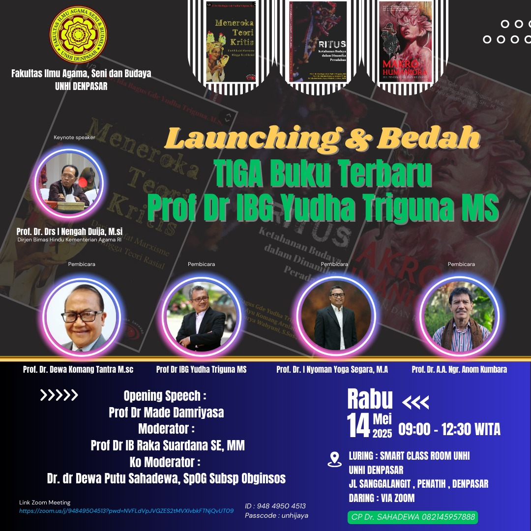 Famplet Launching Tiga Buku Terbaru Prof. Dr. IBG Yudha Triguna, MS