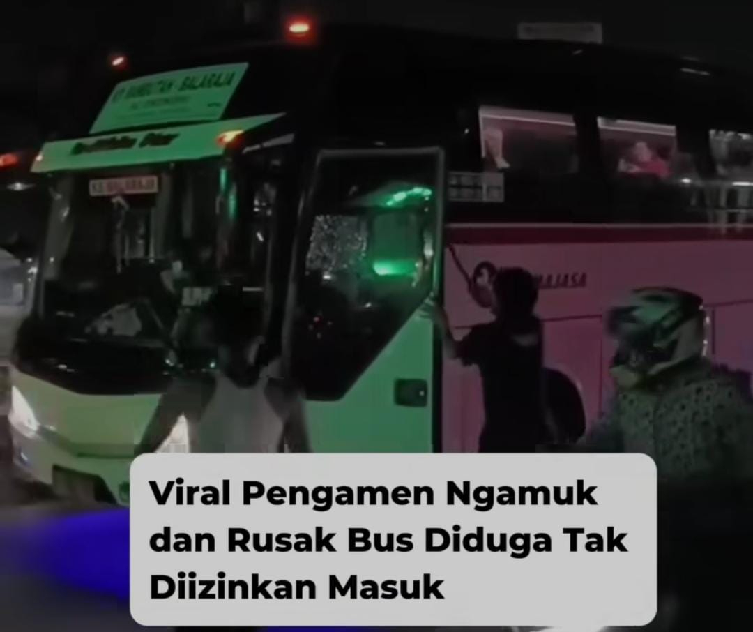 Aksi anarkis pengamen yang merusak bus akibat tak diizinkan mengamen
