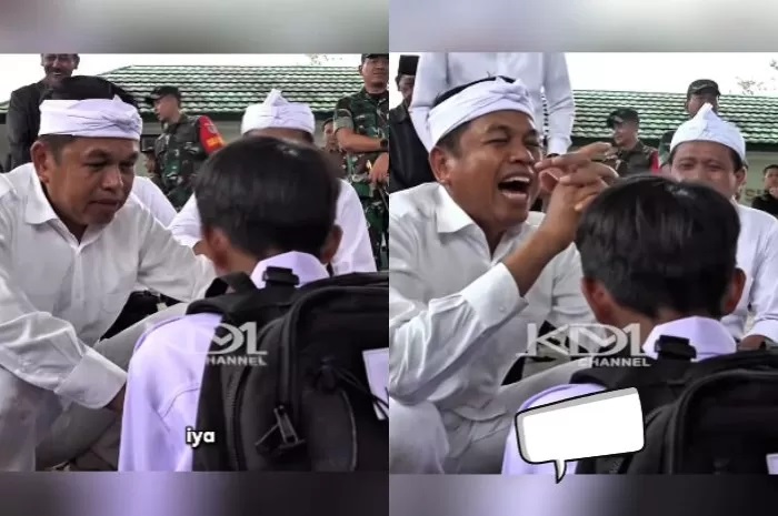 Gubernur Jawa Barat Dedi Mulyadi bersama dengan salah satu siswa yang akan dimasukkan ke barak militer (Instagram @dedimulyadi71)