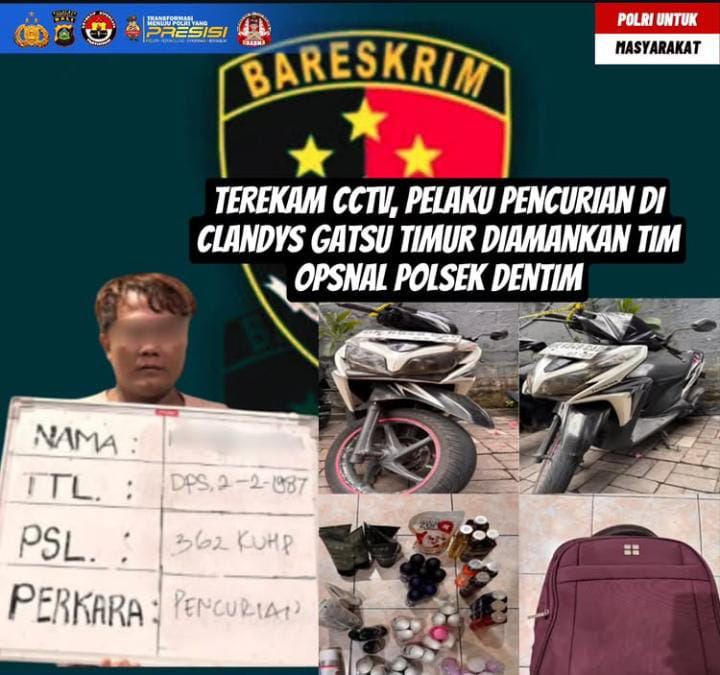 Terekam CCTV, Pencuri Puluhan Barang di Toko Clandys Gatsu Timur