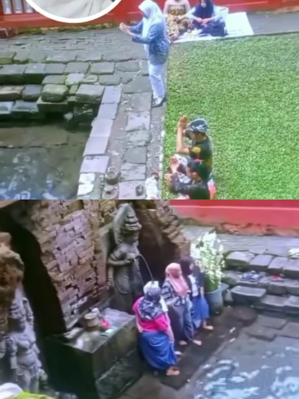 Viral aksi sejumlah ibu-ibu asik berfoto di situs suci Ketika Umat Hindu bersembahyang